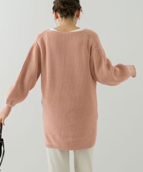 URBAN RESEARCH Sonny Label（アーバンリサーチサニーレーベル）の「深Vネックチュニックニットプルオーバー（ニット/セーター・レディース・ライトピンク/ブラック/アイボリー・FREE）」の6枚目の写真