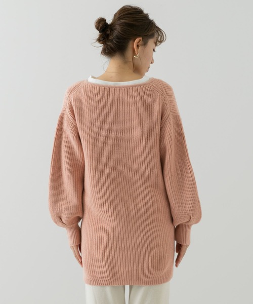 URBAN RESEARCH Sonny Label（アーバンリサーチサニーレーベル）の「深Vネックチュニックニットプルオーバー（ニット/セーター・レディース・ライトピンク/ブラック/アイボリー・FREE）」の21枚目の写真