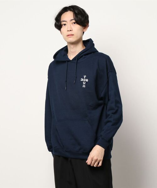DOGTOWN（ドッグタウン）の「CROSS LOGO HOODIE SWEAT PARKA/DOGTOWN(ドッグタウン）バックプリントプルオーバーパーカー（パーカー・メンズ・ネイビー/ホワイト×ブラック/ブラック×ホワイト・MEDIUM/LARGE/X-LARGE）」の5枚目の写真