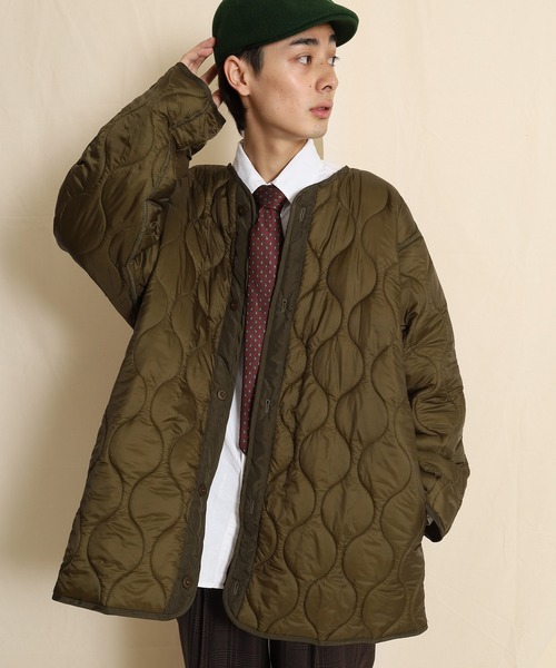 SPINNS（スピンズ）の「ビッグシルエット キルティングライナージャケット（ミリタリージャケット・メンズ・ブラック/カーキ・ONESIZE）」の10枚目の写真