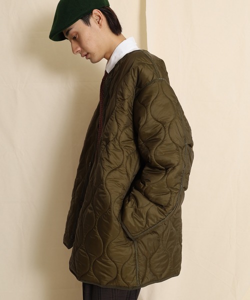 SPINNS（スピンズ）の「ビッグシルエット キルティングライナージャケット（ミリタリージャケット・メンズ・ブラック/カーキ・ONESIZE）」の6枚目の写真