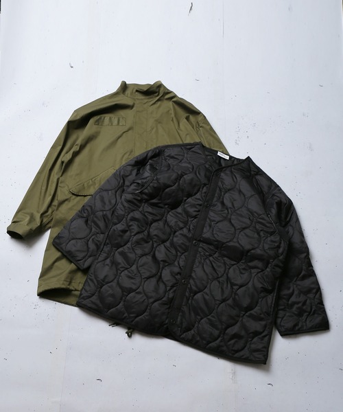 SPINNS（スピンズ）の「ビッグシルエット キルティングライナージャケット（ミリタリージャケット・メンズ・ブラック/カーキ・ONESIZE）」の15枚目の写真