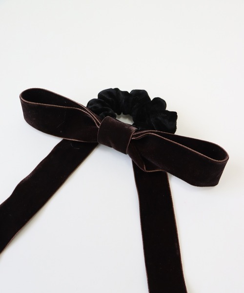 BLUEEAST（ブルーイースト）の「ロングベロアリボンシュシュ（シュシュ・レディース・ブラウン/カーキ/ブラック/ピンク/ネイビー/グレー・FREE）」の10枚目の写真