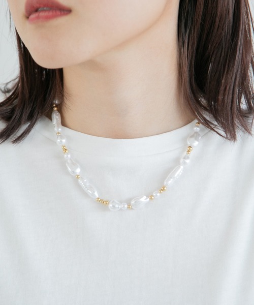 LOWRYS FARM(ローリーズファーム)の「ステンレス*パールネックレス 260461(ネックレス・レディース・シルバー/ゴールド・FREE)」の1枚目の写真