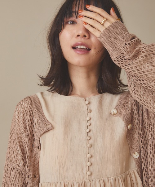 moi tytto（モイテュット）の「かぎ編みリバーシブルカーディガン（カーディガン/ボレロ・レディース・ベージュ/ブラウン/ナチュラル・FREE）」の4枚目の写真