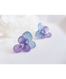 【Tresor】ラベンダーとブルーの紫陽花　ピアス(MA)