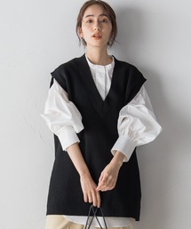 Droite lautreamont | ニットベスト×タイプライターブラウスセットアイテム(アンサンブル)