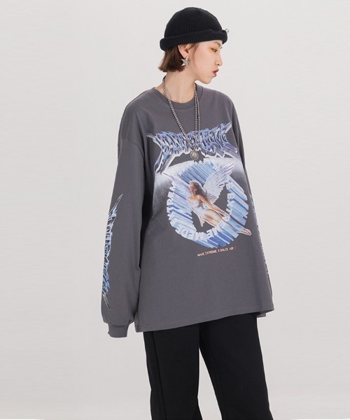 Ressaca(レサーカ)の「オーバーサイズ アメカジ ロックバンドプリントロンT(Tシャツ/カットソー・メンズ・ホワイト/ブラック/グレー・M/L/XL/XXL)」の6枚目の写真