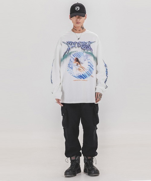 Ressaca(レサーカ)の「オーバーサイズ アメカジ ロックバンドプリントロンT(Tシャツ/カットソー・メンズ・ホワイト/ブラック/グレー・M/L/XL/XXL)」の11枚目の写真
