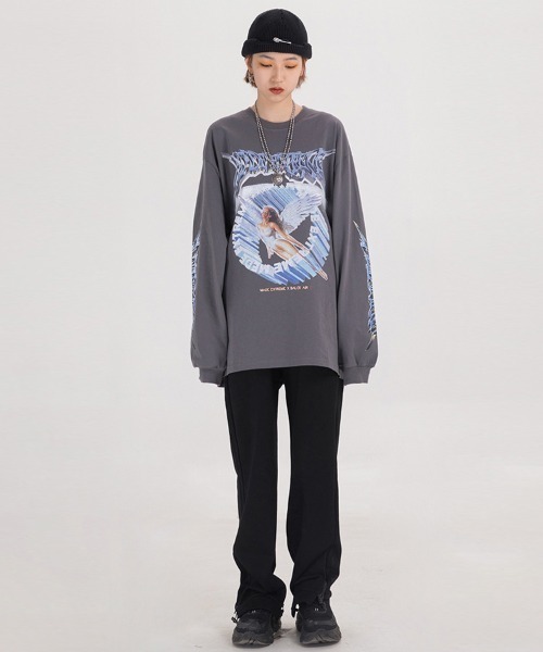 Ressaca(レサーカ)の「オーバーサイズ アメカジ ロックバンドプリントロンT(Tシャツ/カットソー・メンズ・ホワイト/ブラック/グレー・M/L/XL/XXL)」の16枚目の写真