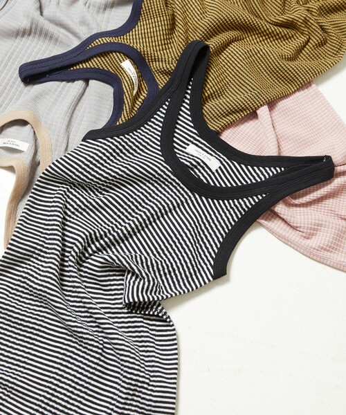 FREAK'S STORE（フリークスストア）の「▽【WEB限定】細ピッチボーダータンクトップ（タンクトップ・レディース・ストライプ/ブラウン/ピンク/レッド/イエロー/グリーン/サックスブルー/パープル・ﾌﾘ-）」の8枚目の写真