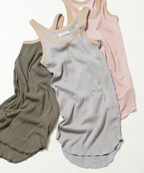 FREAK'S STORE（フリークスストア）の「▽【WEB限定】細ピッチボーダータンクトップ（タンクトップ・レディース・ストライプ/ブラウン/ピンク/レッド/イエロー/グリーン/サックスブルー/パープル・ﾌﾘ-）」の4枚目の写真