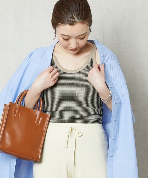 FREAK'S STORE（フリークスストア）の「▽【WEB限定】細ピッチボーダータンクトップ（タンクトップ・レディース・ストライプ/ブラウン/ピンク/レッド/イエロー/グリーン/サックスブルー/パープル・ﾌﾘ-）」の3枚目の写真