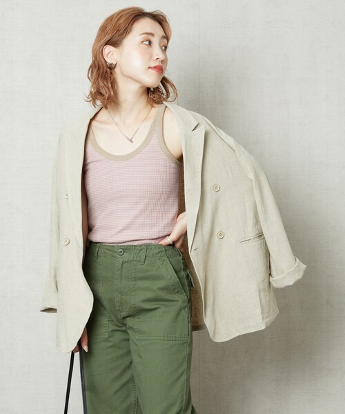 FREAK'S STORE（フリークスストア）の「▽【WEB限定】細ピッチボーダータンクトップ（タンクトップ・レディース・ストライプ/ブラウン/ピンク/レッド/イエロー/グリーン/サックスブルー/パープル・ﾌﾘ-）」の10枚目の写真