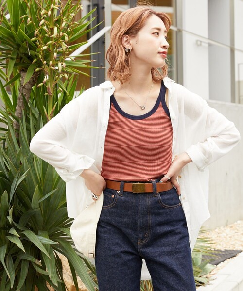 FREAK'S STORE（フリークスストア）の「▽【WEB限定】細ピッチボーダータンクトップ（タンクトップ・レディース・ストライプ/ブラウン/ピンク/レッド/イエロー/グリーン/サックスブルー/パープル・ﾌﾘ-）」の14枚目の写真