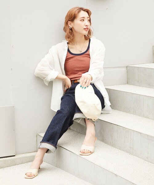 FREAK'S STORE（フリークスストア）の「▽【WEB限定】細ピッチボーダータンクトップ（タンクトップ・レディース・ストライプ/ブラウン/ピンク/レッド/イエロー/グリーン/サックスブルー/パープル・ﾌﾘ-）」の17枚目の写真