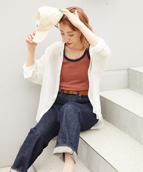 FREAK'S STORE（フリークスストア）の「▽【WEB限定】細ピッチボーダータンクトップ（タンクトップ・レディース・ストライプ/ブラウン/ピンク/レッド/イエロー/グリーン/サックスブルー/パープル・ﾌﾘ-）」の18枚目の写真