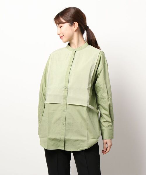 JUGLANS(ユグランス)の「☆ ブロード×ポプリン ドッキングシャツ 30396A132(シャツ/ブラウス・レディース・ブラック/グリーン/ホワイト・FREE)」の6枚目の写真