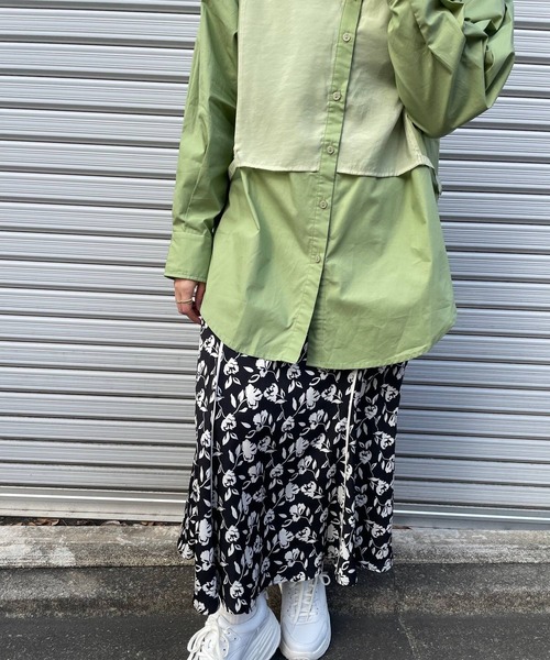 JUGLANS(ユグランス)の「☆ ブロード×ポプリン ドッキングシャツ 30396A132(シャツ/ブラウス・レディース・ブラック/グリーン/ホワイト・FREE)」の15枚目の写真