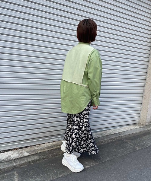 JUGLANS(ユグランス)の「☆ ブロード×ポプリン ドッキングシャツ 30396A132(シャツ/ブラウス・レディース・ブラック/グリーン/ホワイト・FREE)」の10枚目の写真