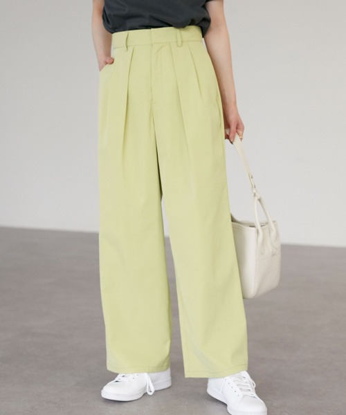 Green　Parks（グリーンパークス）の「タックセミワイドパンツ（その他パンツ・レディース・オレンジ/イエロー/ブルーグリーン・M/L）」の3枚目の写真