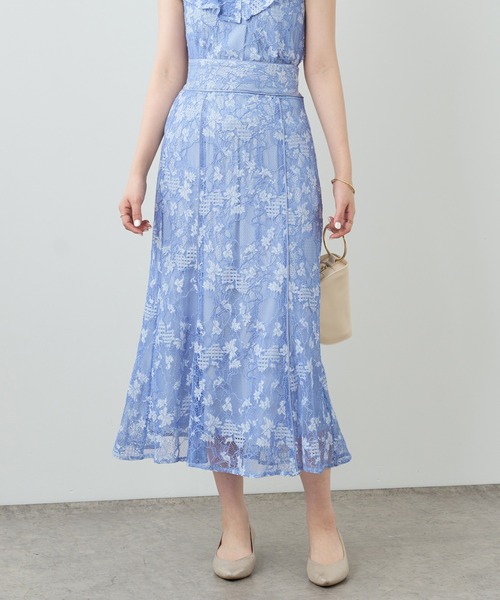 natural couture（ナチュラルクチュール）の「【セットアップ着用可・WEB限定】大人レディ感溢れる　カラーレースハギスカート（スカート・レディース・ブラック/オフホワイト/ブルー・FREE）」の3枚目の写真