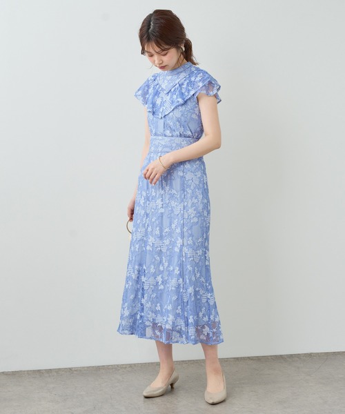 natural couture（ナチュラルクチュール）の「【セットアップ着用可・WEB限定】大人レディ感溢れる　カラーレースハギスカート（スカート・レディース・ブラック/オフホワイト/ブルー・FREE）」の8枚目の写真