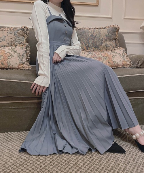 ANDGEEBEE（アンジービー）の「プリーツキャミワンピ（ワンピース・レディース・ブルー/アイボリー・MEDIUM）」の17枚目の写真