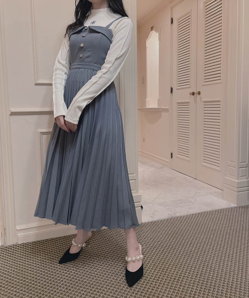 ANDGEEBEE（アンジービー）の「プリーツキャミワンピ（ワンピース・レディース・ブルー/アイボリー・MEDIUM）」の18枚目の写真