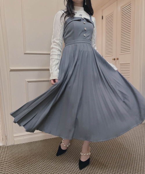 ANDGEEBEE（アンジービー）の「プリーツキャミワンピ（ワンピース・レディース・ブルー/アイボリー・MEDIUM）」の19枚目の写真