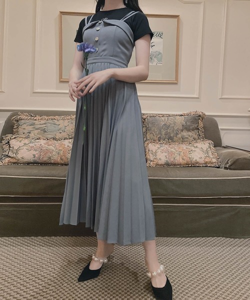 ANDGEEBEE（アンジービー）の「プリーツキャミワンピ（ワンピース・レディース・ブルー/アイボリー・MEDIUM）」の20枚目の写真