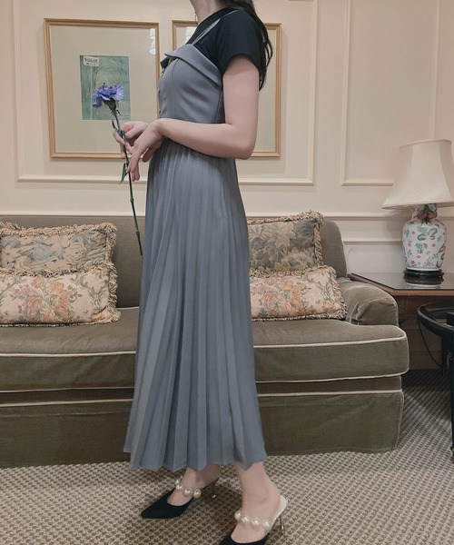 ANDGEEBEE（アンジービー）の「プリーツキャミワンピ（ワンピース・レディース・ブルー/アイボリー・MEDIUM）」の21枚目の写真