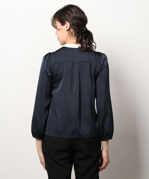 ASTORIA ODIER（アストリアオディール）の「前身レース配色ブラウス（シャツ/ブラウス・レディース・ベージュ/ネイビー/ホワイト/サックスブルー/モカ/ピンクベージュ/ブラック・MEDIUM）」の18枚目の写真