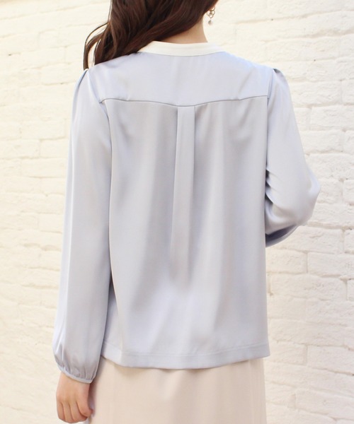 ASTORIA ODIER（アストリアオディール）の「前身レース配色ブラウス（シャツ/ブラウス・レディース・ベージュ/ネイビー/ホワイト/サックスブルー/モカ/ピンクベージュ/ブラック・MEDIUM）」の16枚目の写真