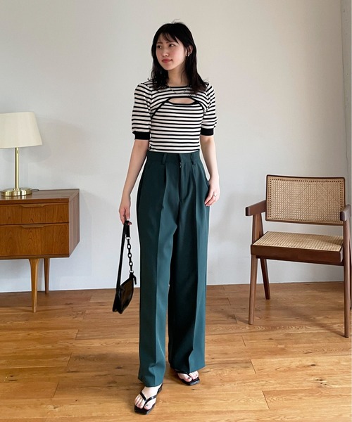 EPIMI E'PIMMY(エピミエピミー)の「2wayレイヤードライク肌見せリブニット(ニット/セーター・レディース・ブラック/オレンジ/アイボリー/ホワイト×ブラック・MEDIUM)」の17枚目の写真