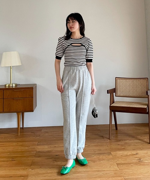 EPIMI E'PIMMY(エピミエピミー)の「2wayレイヤードライク肌見せリブニット(ニット/セーター・レディース・ブラック/オレンジ/アイボリー/ホワイト×ブラック・MEDIUM)」の18枚目の写真