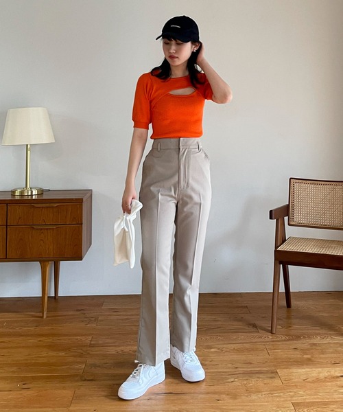 EPIMI E'PIMMY(エピミエピミー)の「2wayレイヤードライク肌見せリブニット(ニット/セーター・レディース・ブラック/オレンジ/アイボリー/ホワイト×ブラック・MEDIUM)」の13枚目の写真