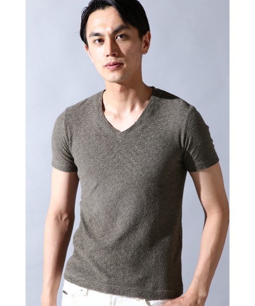 HIGH STREET(ハイストリート)の「HIGH STREET∴ボタニカル柄プリント 製品染め(Tシャツ/カットソー・メンズ・カーキ/グレー系その他・M/LL/L)」の1枚目の写真