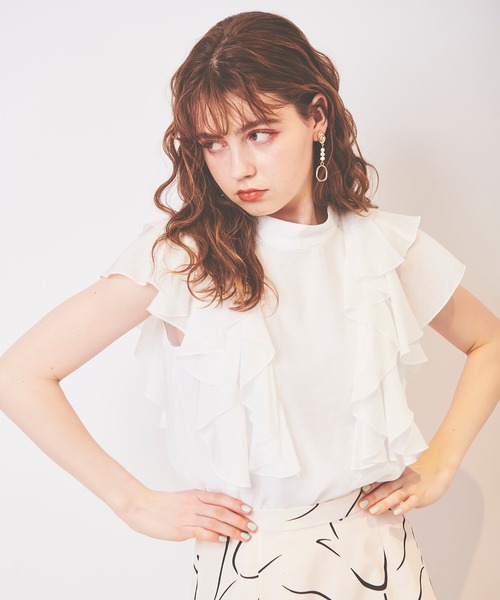 31 Sons de mode（トランテアン　ソン　ドゥ　モード）の「フリルタイ付きブラウス（シャツ/ブラウス・レディース・サックスブルー/オフホワイト・36）」の9枚目の写真