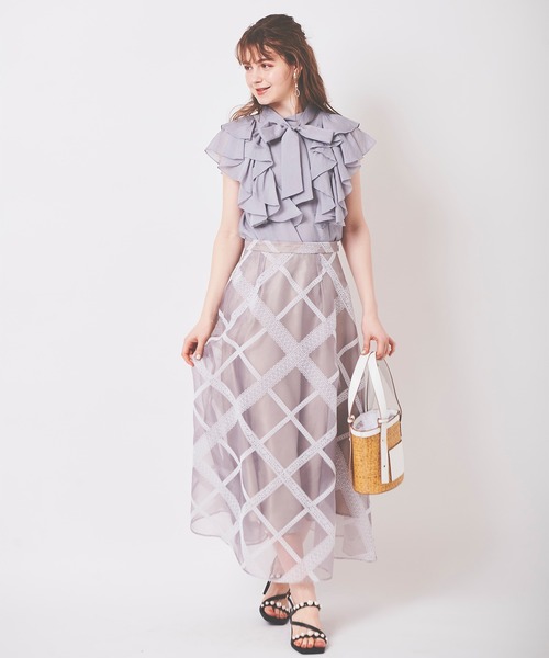 31 Sons de mode（トランテアン　ソン　ドゥ　モード）の「フリルタイ付きブラウス（シャツ/ブラウス・レディース・サックスブルー/オフホワイト・36）」の21枚目の写真