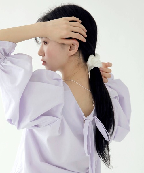 UNE MANSION（ユヌマンション）の「シフォンシャイニーシュシュ（シュシュ・レディース・ホワイト/スカイブルー/ブラック/ベージュ/ピンク・ONE SIZE）」の7枚目の写真