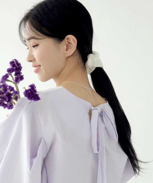 UNE MANSION（ユヌマンション）の「シフォンシャイニーシュシュ（シュシュ・レディース・ホワイト/スカイブルー/ブラック/ベージュ/ピンク・ONE SIZE）」の8枚目の写真