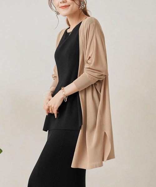 Chez toi（シェトワ）の「機能素材ドルマントッパーカーディガン（カーディガン/ボレロ・レディース・ブラック/レッド/アイボリー/グレイッシュベージュ・FREE）」の3枚目の写真