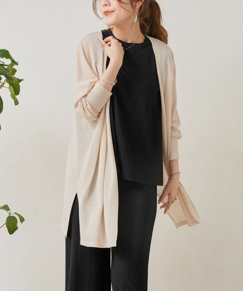 Chez toi（シェトワ）の「機能素材ドルマントッパーカーディガン（カーディガン/ボレロ・レディース・ブラック/レッド/アイボリー/グレイッシュベージュ・FREE）」の2枚目の写真