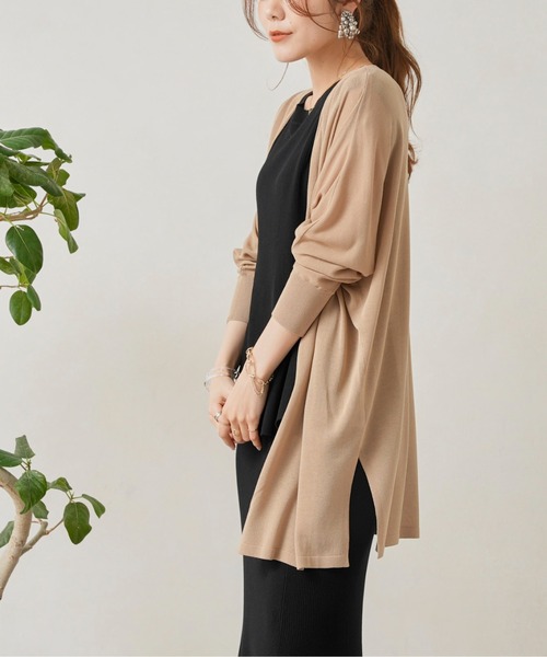 Chez toi（シェトワ）の「機能素材ドルマントッパーカーディガン（カーディガン/ボレロ・レディース・ブラック/レッド/アイボリー/グレイッシュベージュ・FREE）」の6枚目の写真