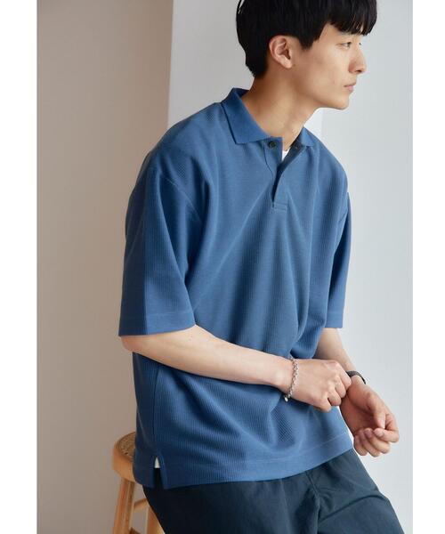 kerog　ハニカム織りネイビー ポロシャツ L green label relaxing（グリーンレーベルリラクシング）の「GIZA