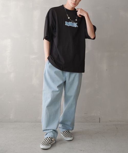 SPINNS（スピンズ）の「【ビッグシルエット】MONEY グラフィックロゴ ビッグTシャツ（Tシャツ/カットソー・メンズ・ホワイト/オレンジ/グリーン/ブラック/サックスブルー・ONESIZE）」の9枚目の写真