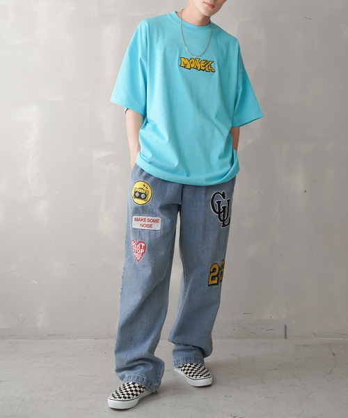 SPINNS（スピンズ）の「【ビッグシルエット】MONEY グラフィックロゴ ビッグTシャツ（Tシャツ/カットソー・メンズ・ホワイト/オレンジ/グリーン/ブラック/サックスブルー・ONESIZE）」の11枚目の写真