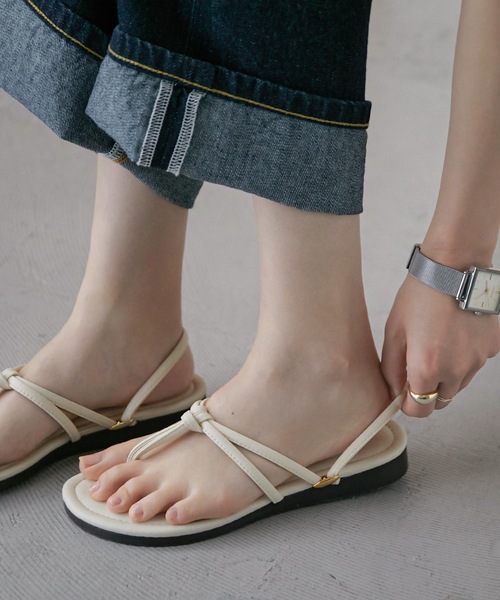 Fashion Letter（ファッションレター）の「日本製2wayストラップフラットトングサンダル（サンダル・レディース・ホワイト/ブラック/ライトグリーン/ダークベージュ・LL/S/M/L）」の2枚目の写真