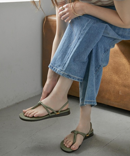 Fashion Letter（ファッションレター）の「日本製2wayストラップフラットトングサンダル（サンダル・レディース・ホワイト/ブラック/ライトグリーン/ダークベージュ・LL/S/M/L）」の15枚目の写真